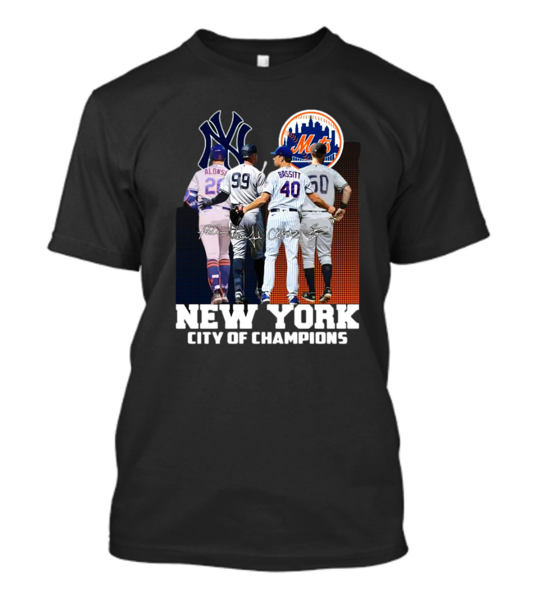 New York City Of Champions Yankees Mets Signatures T-Shirt