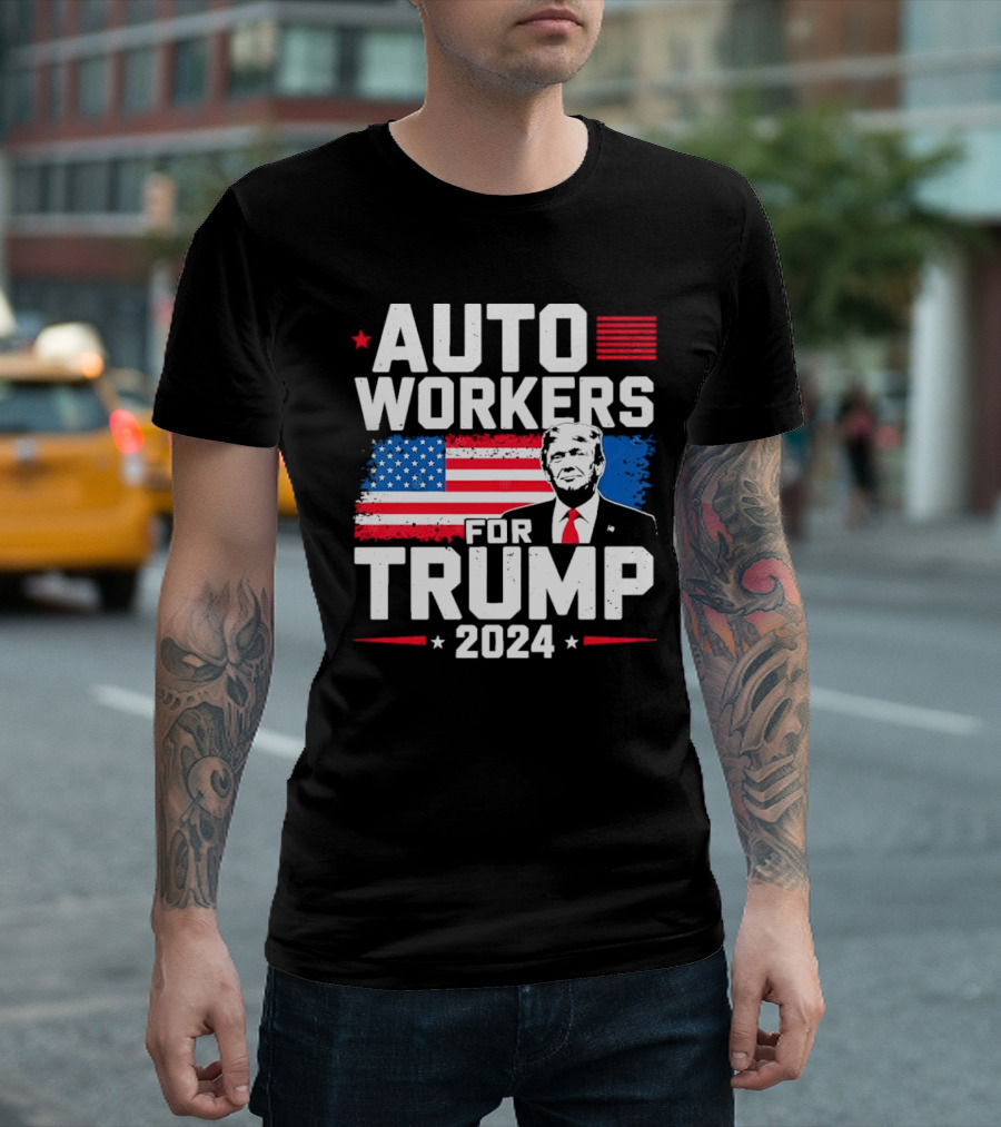AUTO WORKERS FOR TRUMP 2024 USA FLAG T-Shirt