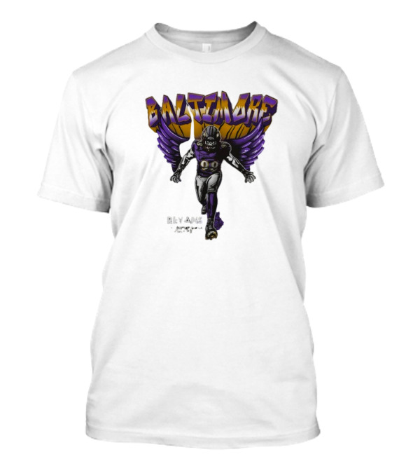 Baltimore Ravens Superbowl Champ Football Player With Ravens Wings T-Shirt