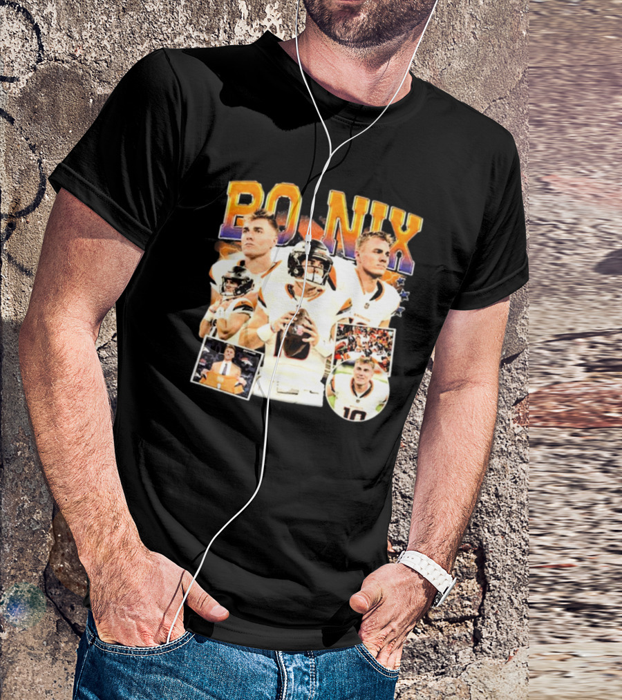 Bo Nix Denver Broncos NFL Vintage Football American T-Shirt