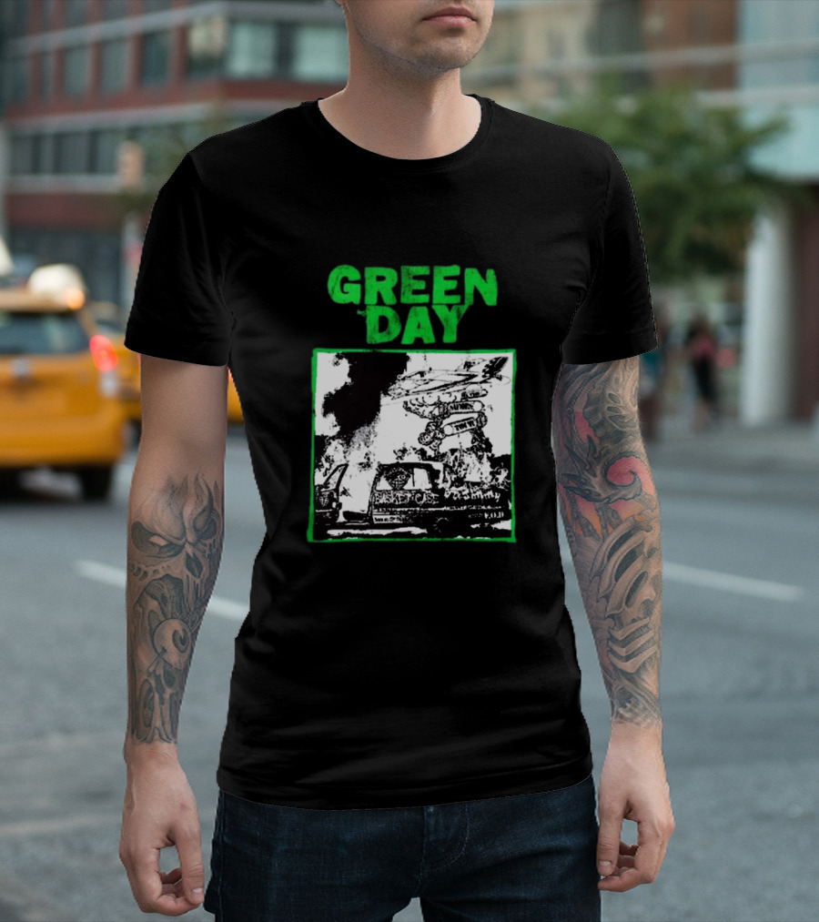 Green Day Riot 2024 Helicopter Explosion Scene T-Shirt