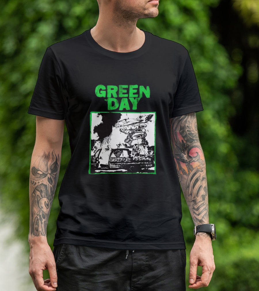 Green Day Riot 2024 Helicopter Explosion Scene T-Shirt