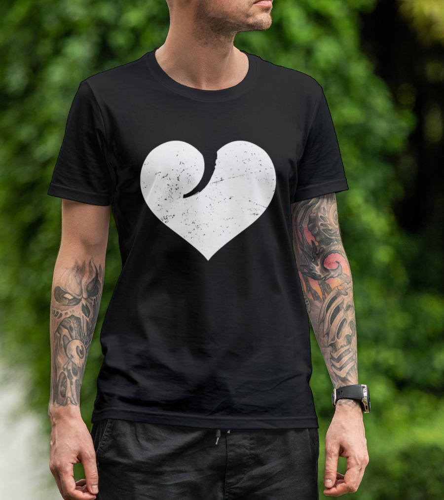 Gun Trigger Heart Distressed White Heart Shape T-Shirt