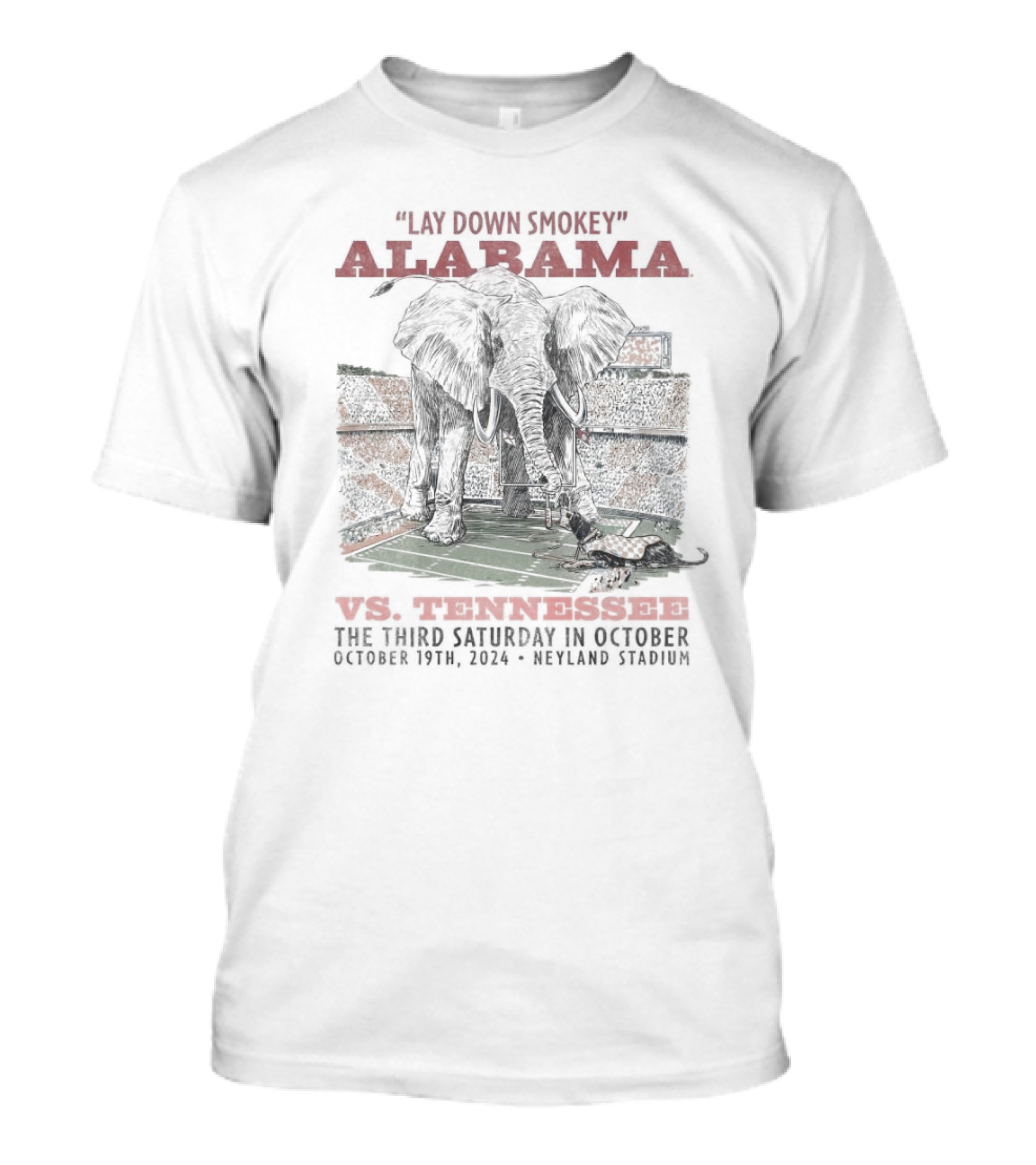 Lay Down Smokey Alabama Vs Tennessee The Third Saturday In October 2024 Football Matchup T-Shirt