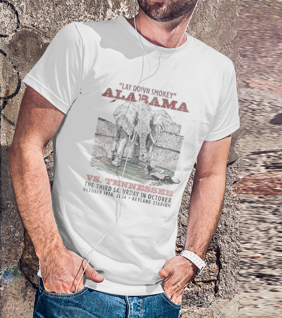 Lay Down Smokey Alabama Vs Tennessee The Third Saturday In October 2024 Football Matchup T-Shirt