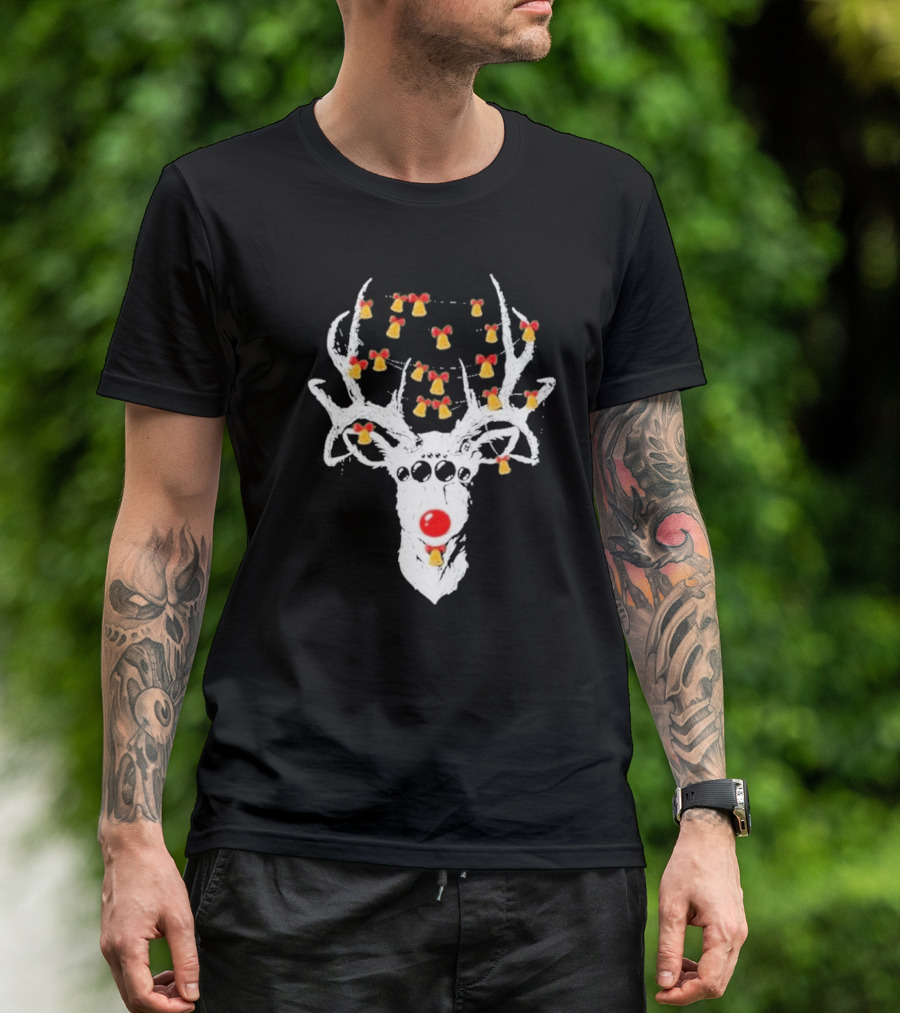 Reindeer Deer Christmas Rudolph With Bells T-Shirt