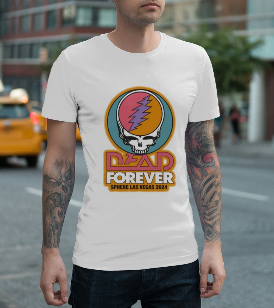 Dead and Company Dead Forever Sphere Las Vegas 2024 Skull Lightning Bolt T-Shirt