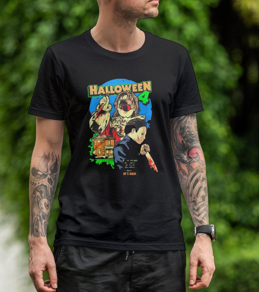Halloween 4 He's Back To Haddonfield Retro Horror Movie T-Shirt
