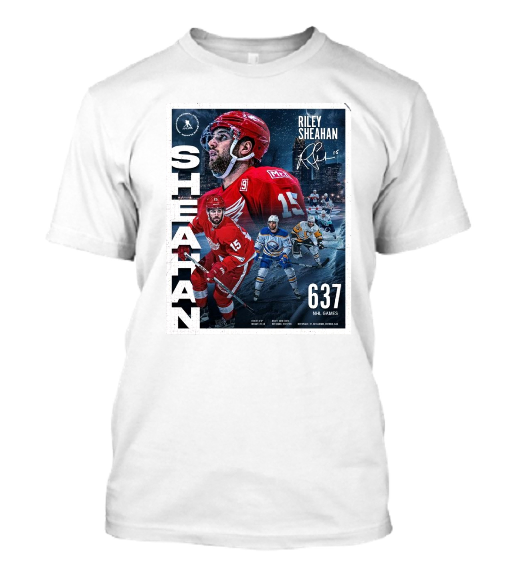 Riley Sheahan 637 NHL Games Detroit Red Wings Signature Hockey Career T-Shirt