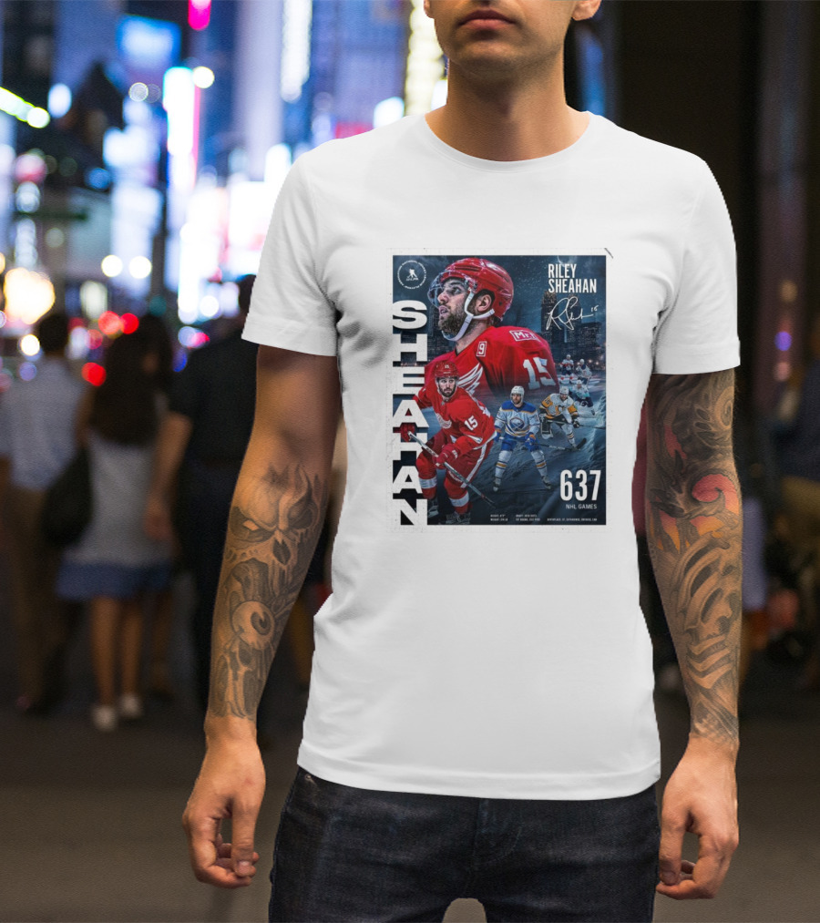 Riley Sheahan 637 NHL Games Detroit Red Wings Signature Hockey Career T-Shirt