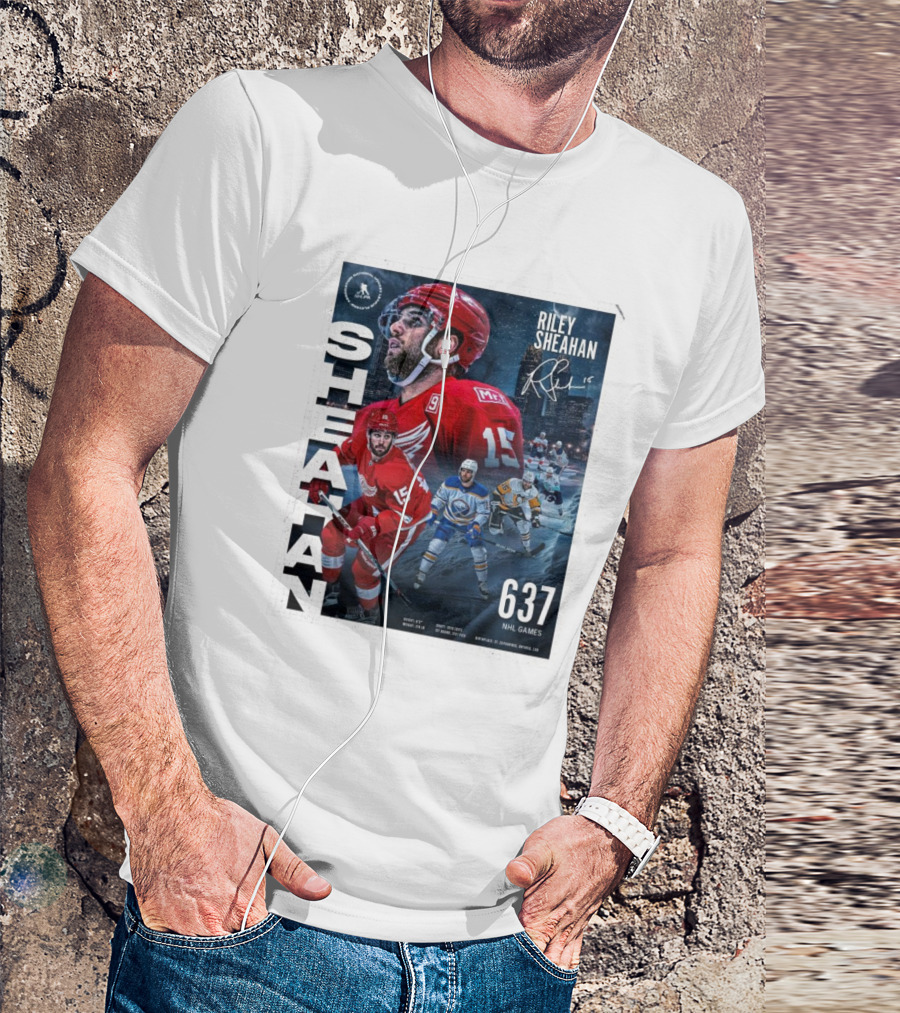 Riley Sheahan 637 NHL Games Detroit Red Wings Signature Hockey Career T-Shirt