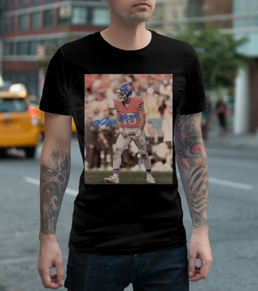 Bo Nix Denver Broncos NFL Player 10 Signature Photo T-Shirt