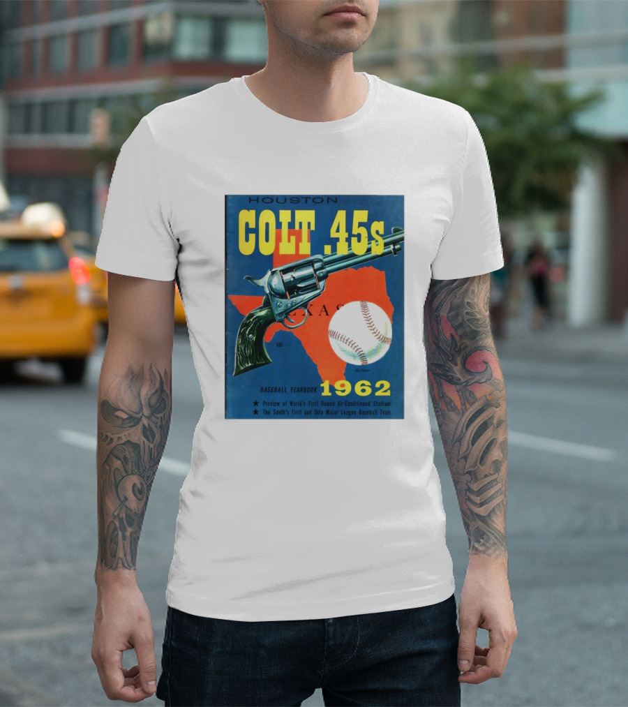 Houston Colt 45s Baseball Yearbook 1962 Texas Vintage Preview of World's First Domed Air-Conditioned Stadium T-Shirt