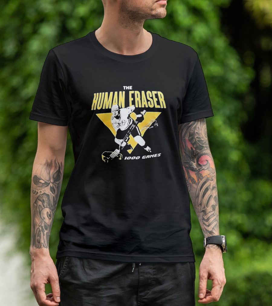 Nashville Predators The Human Eraser 1000 Games Signature Hockey T-Shirt