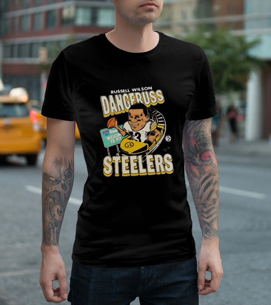 Russell Wilson Dangeruss Steelers Welcome To Pittsburgh NFL Football Signature Caricature T-Shirt
