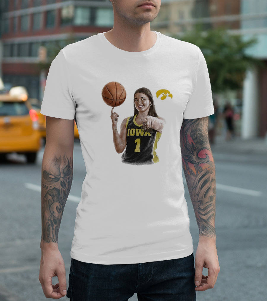 Taylor Stremlow Iowa Basketball Number 1 Portrait Signature with Team T-Shirt