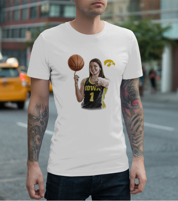 Taylor Stremlow Iowa Basketball Number 1 Portrait Signature With Team T-Shirt