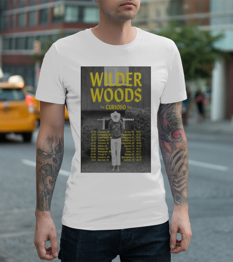 Wilder Woods The Curioso Tour 2025 Special Guest Haffmay Tour Dates And Cities T-Shirt