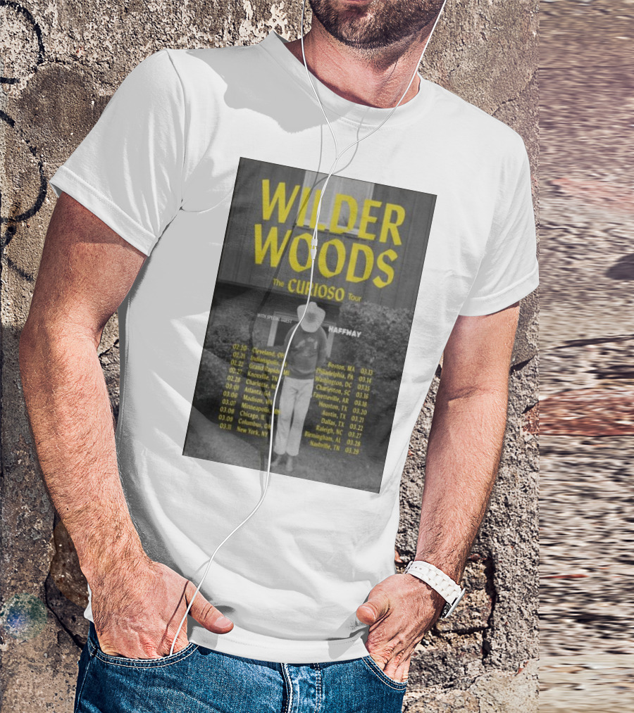 Wilder Woods The Curioso Tour 2025 Special Guest Haffmay Tour Dates And Cities T-Shirt