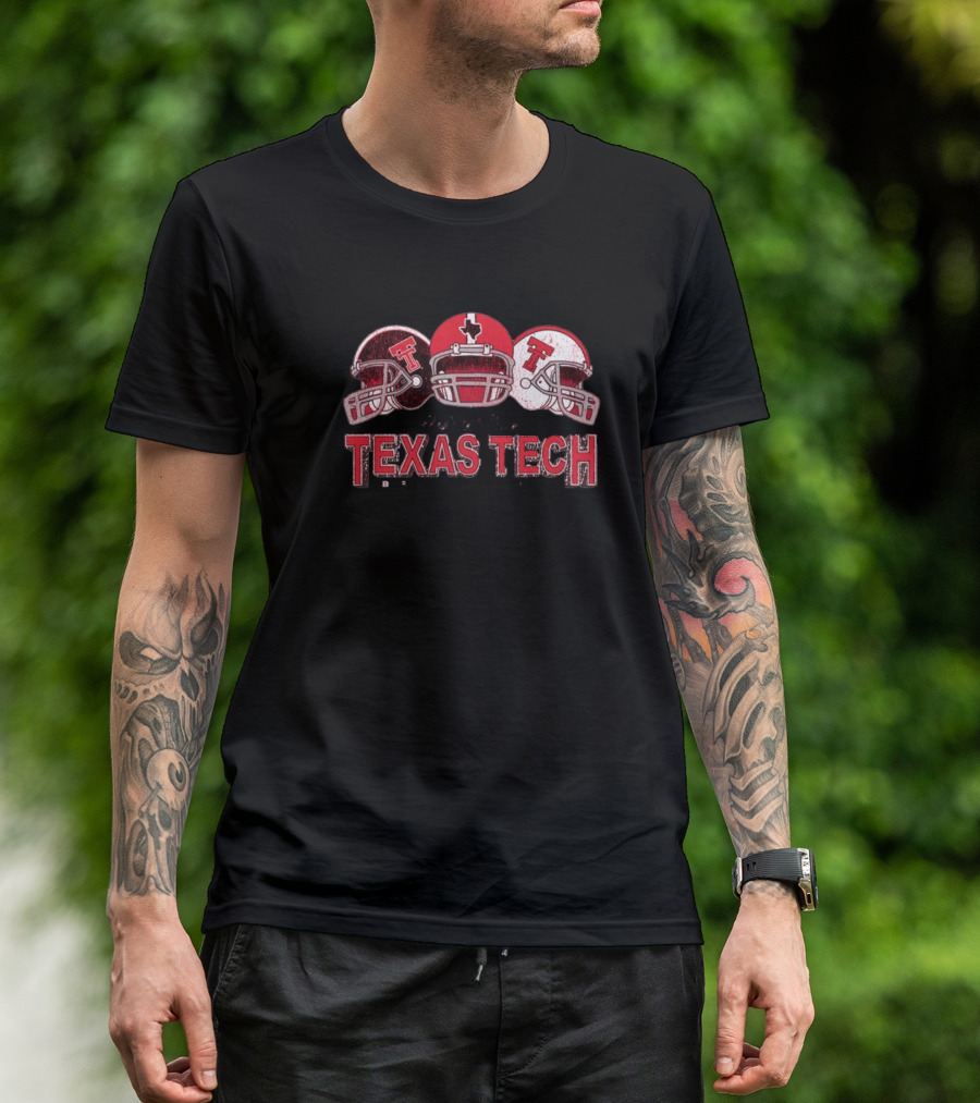 Texas Tech Red Raiders Trio Helmets Graphic Wreck 'Em T-Shirt