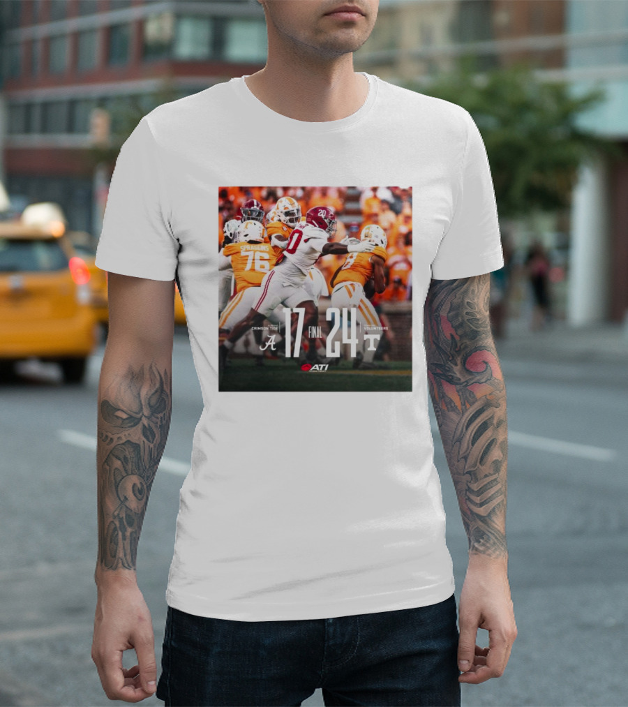 Final Score Alabama Crimson Tide 17 – 24 Tennessee Volunteers Football Game T-Shirt