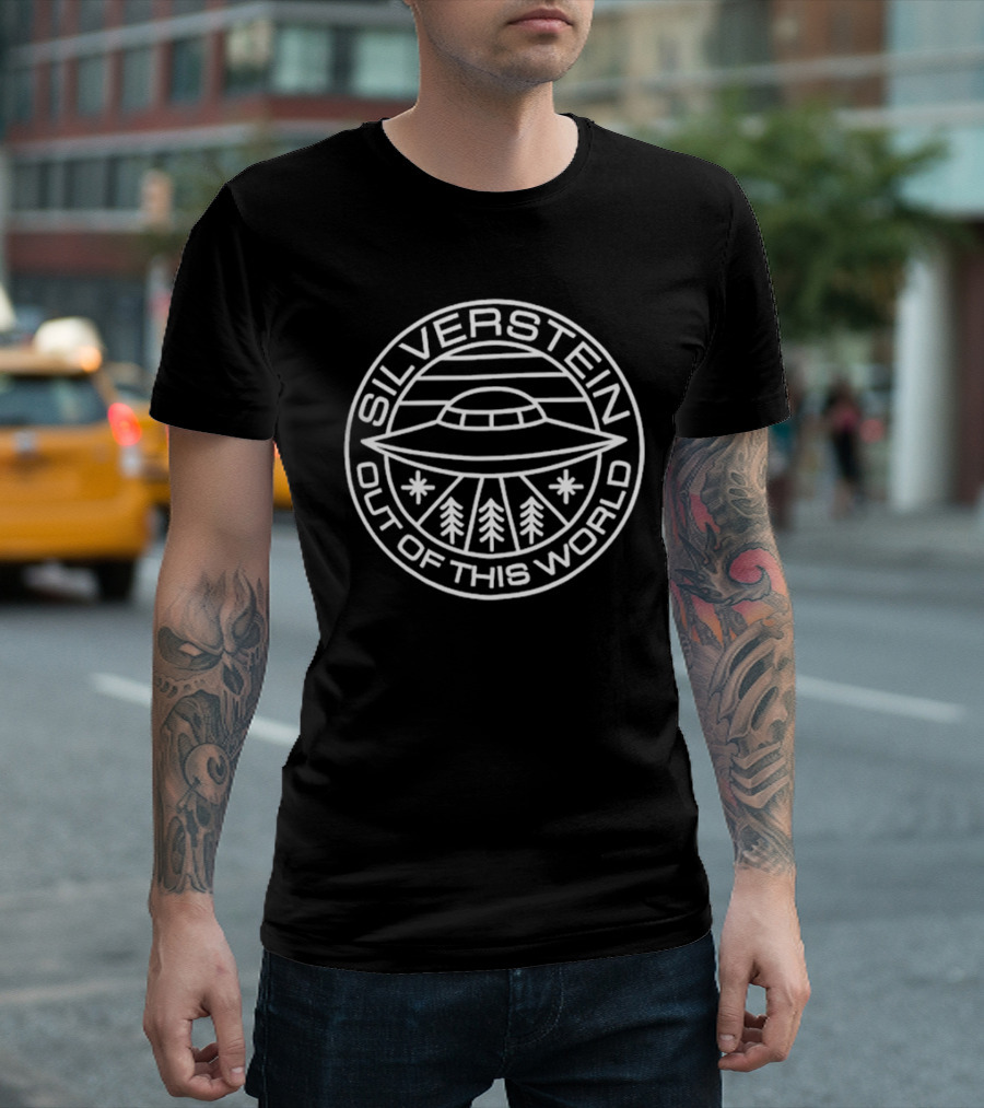 Silverstein Out of This World UFO Logo Icon with Trees and Stars T-Shirt