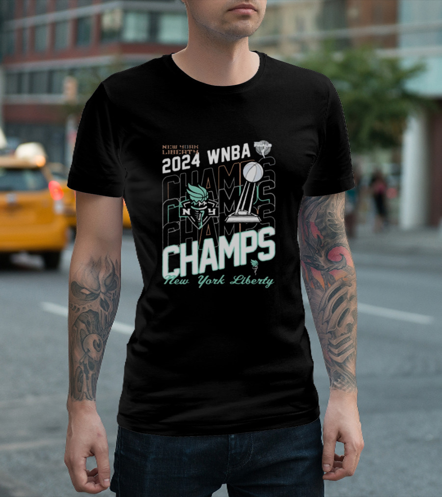 New York Liberty 2024 WNBA Champs Blackwash T-Shirt