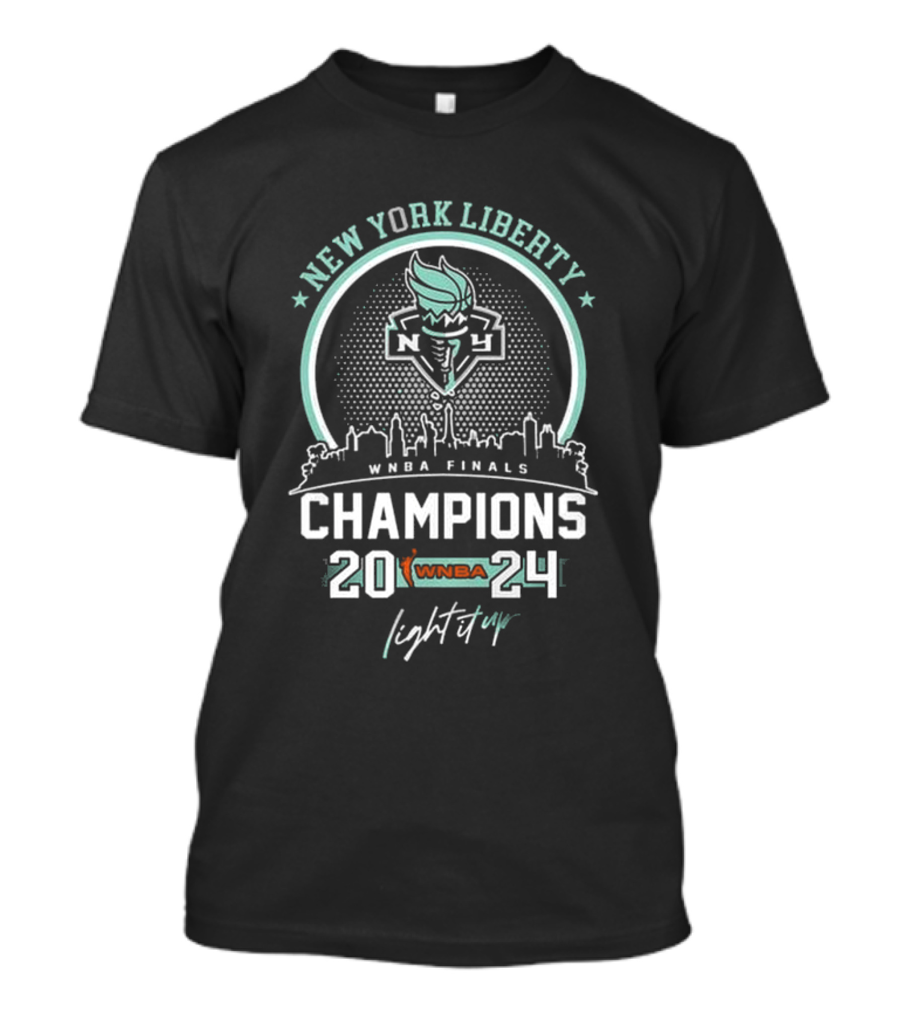 New York Liberty WNBA Finals Champions 2024 NY Skyline Light It Up T-Shirt