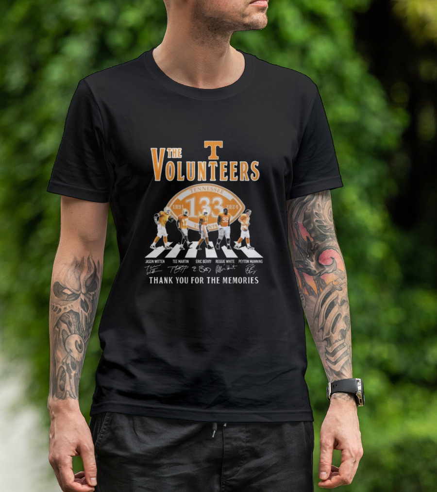 The Tennessee Volunteers 1891-2024 133rd Anniversary Walking Signatures Thank You For The Memories T-Shirt