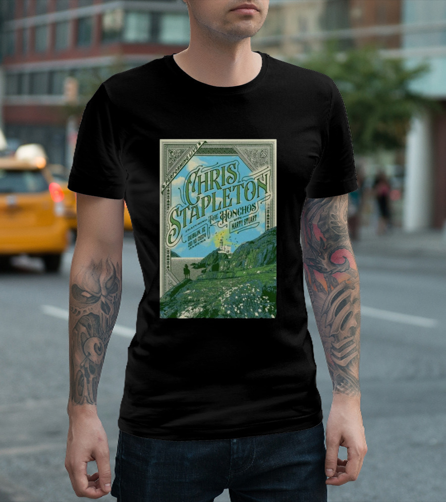 Chris Stapleton Performing Live with The Honchos and Marty Stuart Dublin IE Oct 20 2024 Tour T-Shirt