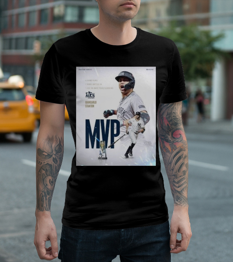 New York Yankees ALCS Giancarlo Stanton MVP Home Runs RBIs Slugging T-Shirt