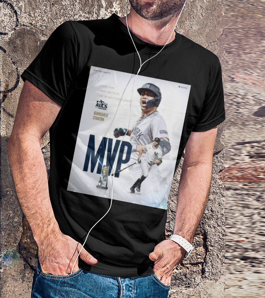 New York Yankees ALCS Giancarlo Stanton MVP Home Runs RBIs Slugging T-Shirt