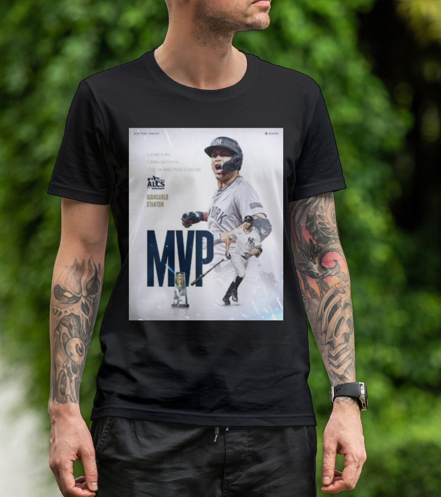 New York Yankees ALCS Giancarlo Stanton MVP Home Runs RBIs Slugging T-Shirt