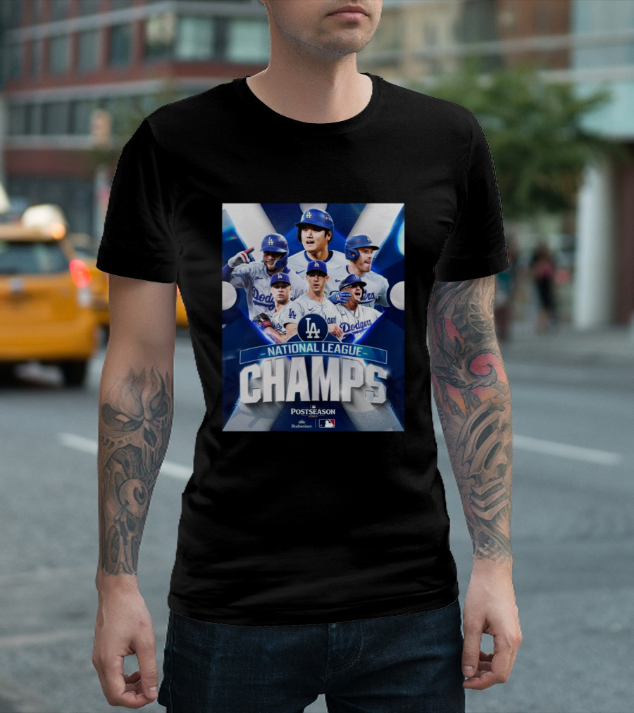 Los Angeles Dodgers National League Champs MLB Postseason 2024 Budweiser T-Shirt