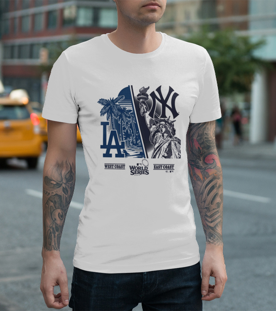 East Coast New York Yankees vs. West Coast Los Angeles Dodgers MLB World Series T-Shirt