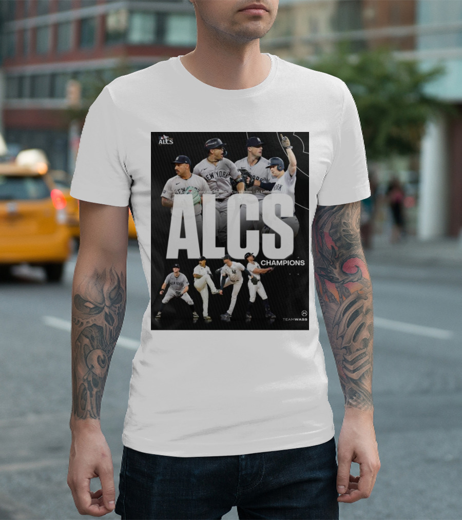 ALCS Champions New York Yankees MLB Lay Holmes Giancarlo Stanton DJ LeMahieu T-Shirt