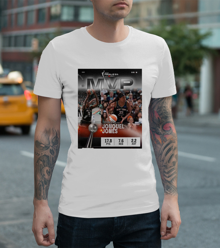 WNBA Finals ’24 MVP Jonquel Jones New York Liberty Most Valuable Player Stats T-Shirt