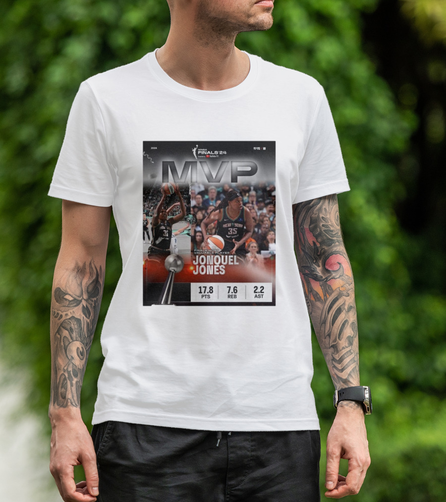 WNBA Finals ’24 MVP Jonquel Jones New York Liberty Most Valuable Player Stats T-Shirt