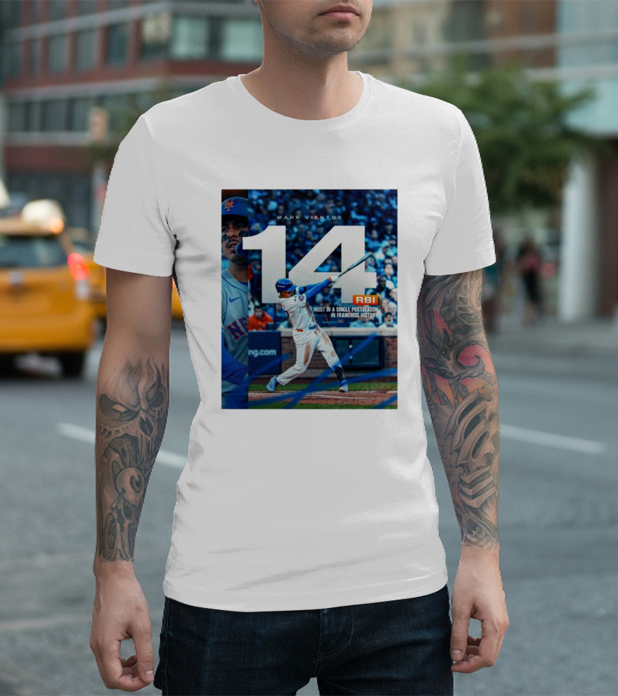 Mark Vientos 14 RBI Most In A Single Postseason New York Mets Franchise History T-Shirt