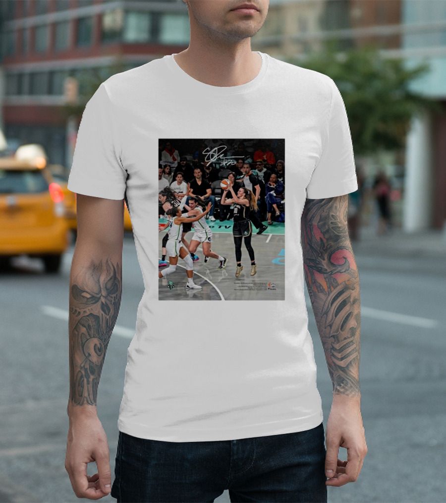 Sabrina Ionescu New York Liberty WNBA 2024 Finals Champions Basketball Action Signature T-Shirt