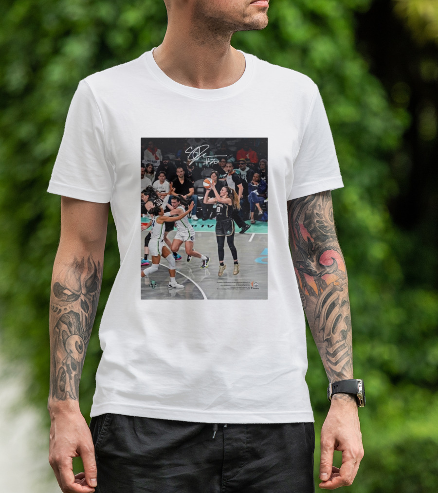 Sabrina Ionescu New York Liberty WNBA 2024 Finals Champions Basketball Action Signature T-Shirt