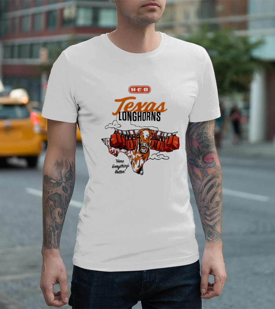 H-E-B Texas Longhorns Here Everything's Better Hook 'em Horns T-Shirt