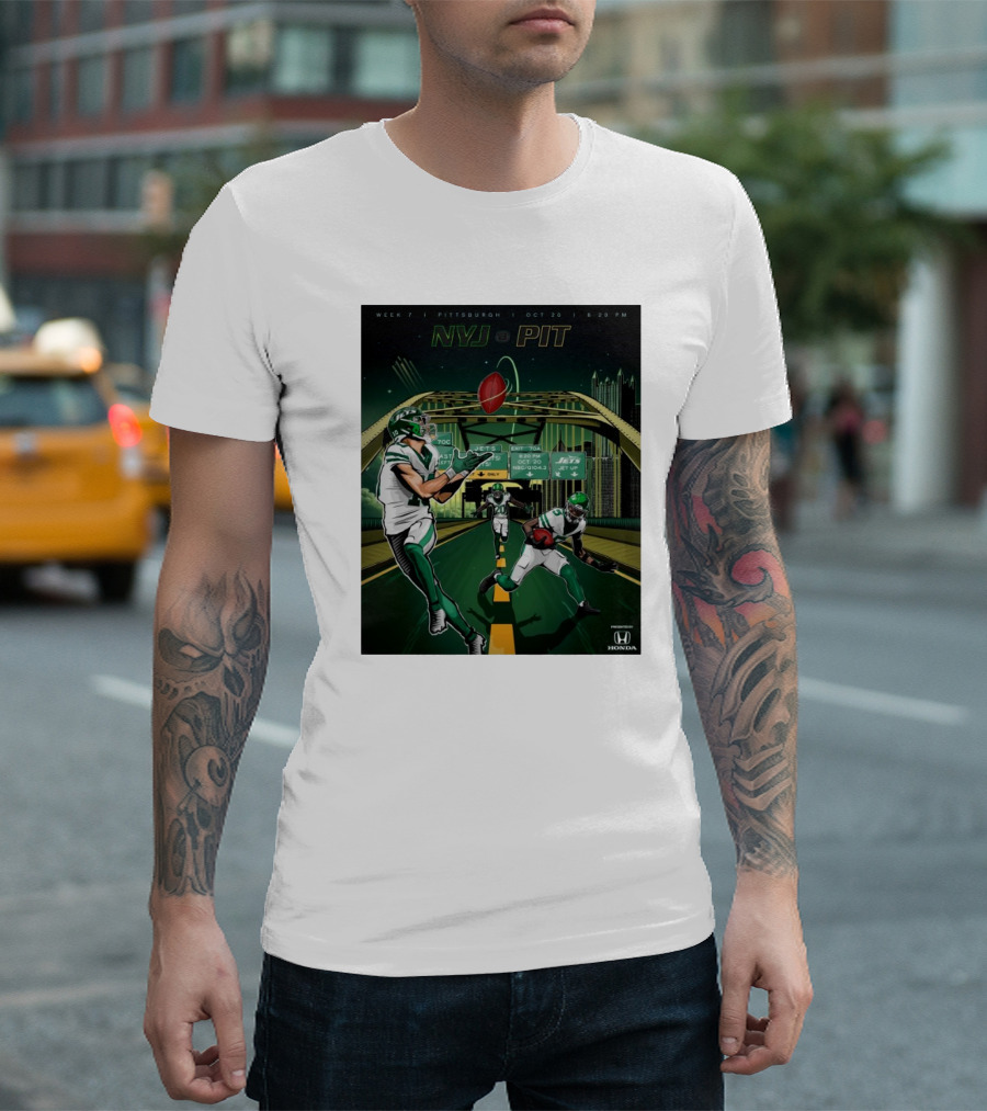 Week 7 New York Jets at Pittsburgh Steelers Oct 20 2024 NFL Showdown in Pittsburgh 9:20 PM T-Shirt