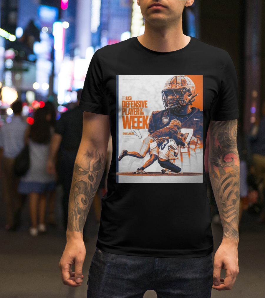 Big Ten Defensive Player Of The Week Gabe Jacas Illinois Fighting Illini Signature T-Shirt