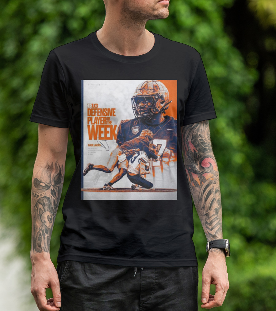 Big Ten Defensive Player Of The Week Gabe Jacas Illinois Fighting Illini Signature T-Shirt