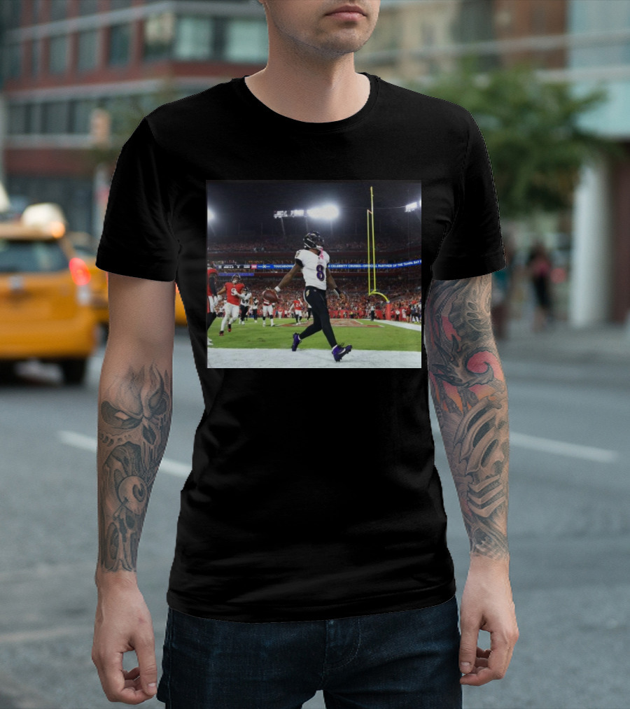 Baltimore Ravens Lamar Jackson Touchdown Celebration Against Tampa Bay Buccaneers T-Shirt