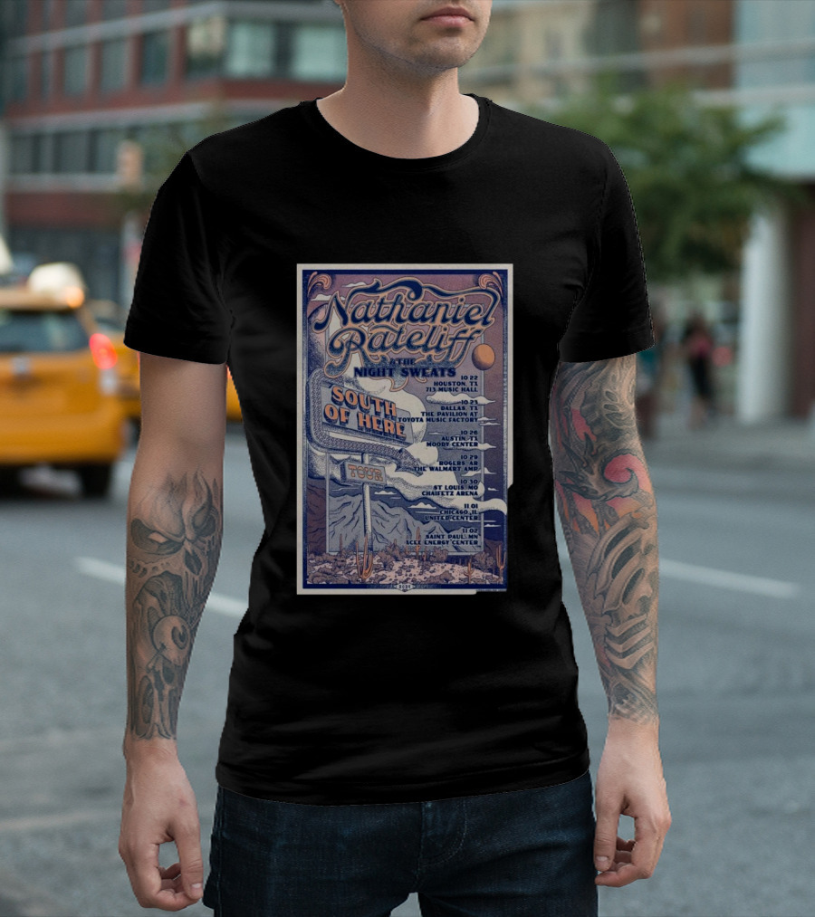 Nathaniel Rateliff And The Night Sweats Tour October 2024 South Of Here Houston Dallas Rogers Nampa Saint Louis Chicago Saint Paul T-Shirt