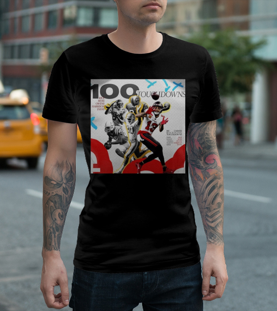 100 Touchdowns Rice Moss Owens Harrison Evans 100 Career Touchdowns NFL Receiving Legends T-Shirt