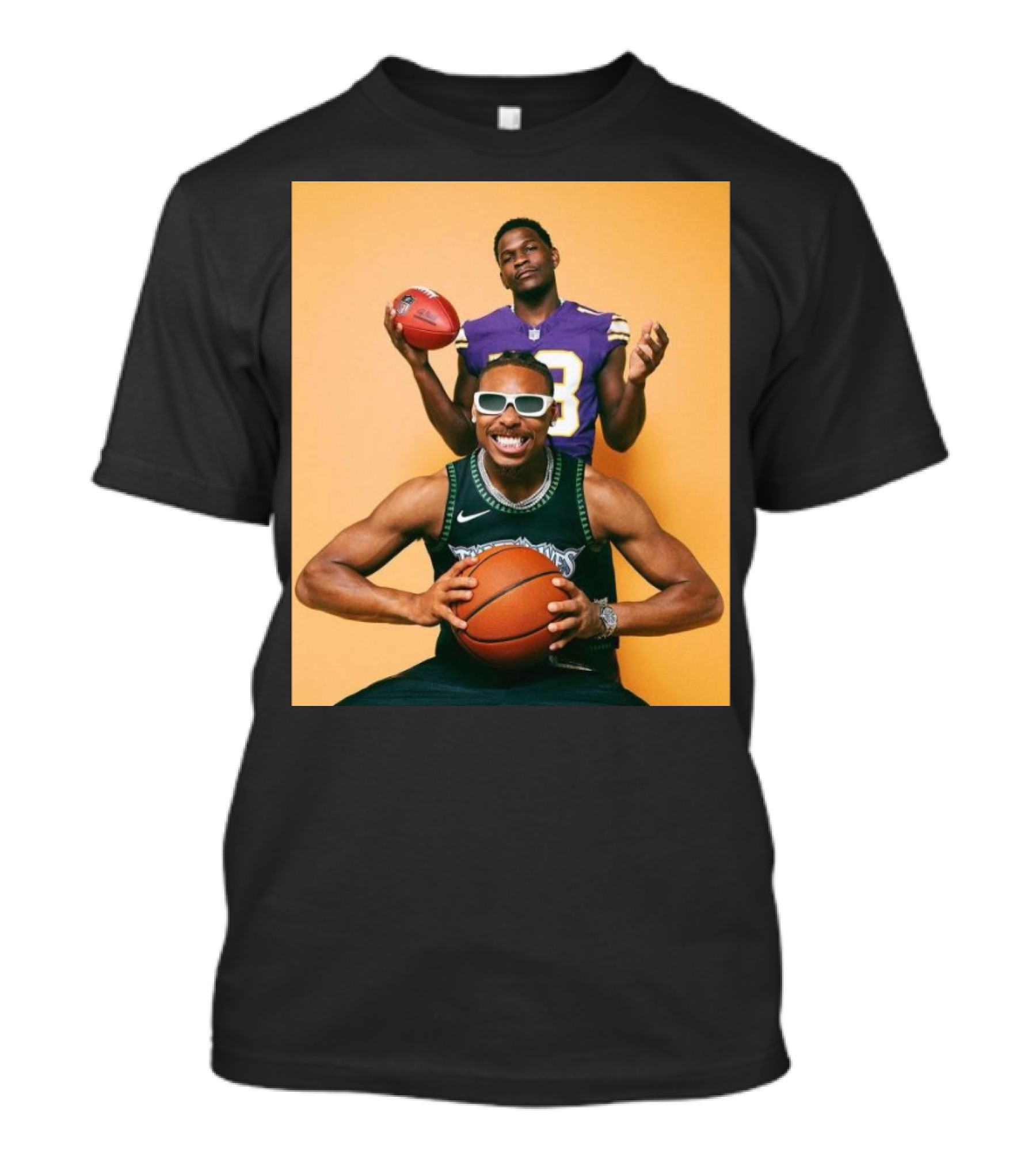 Justin Jefferson Anthony Edwards Minnesota Vikings Timberwolves Sports Photo T-Shirt