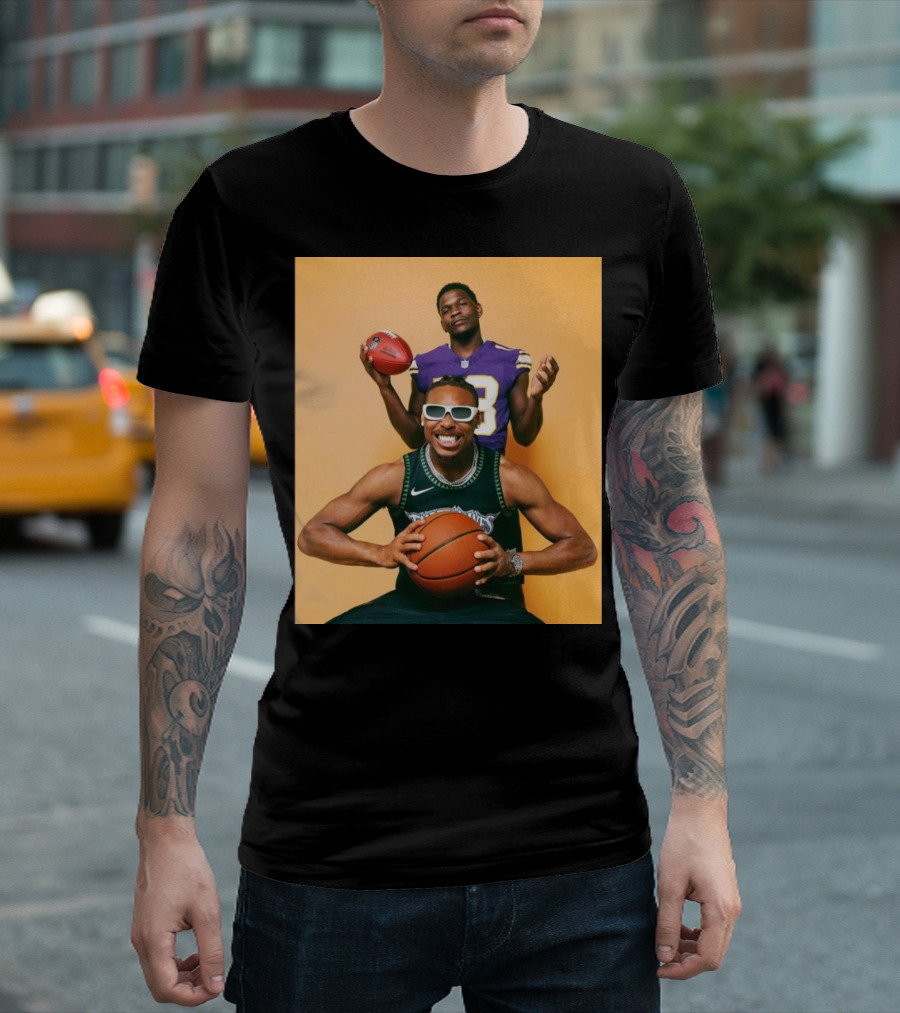 Justin Jefferson Anthony Edwards Minnesota Vikings Timberwolves Sports Photo T-Shirt
